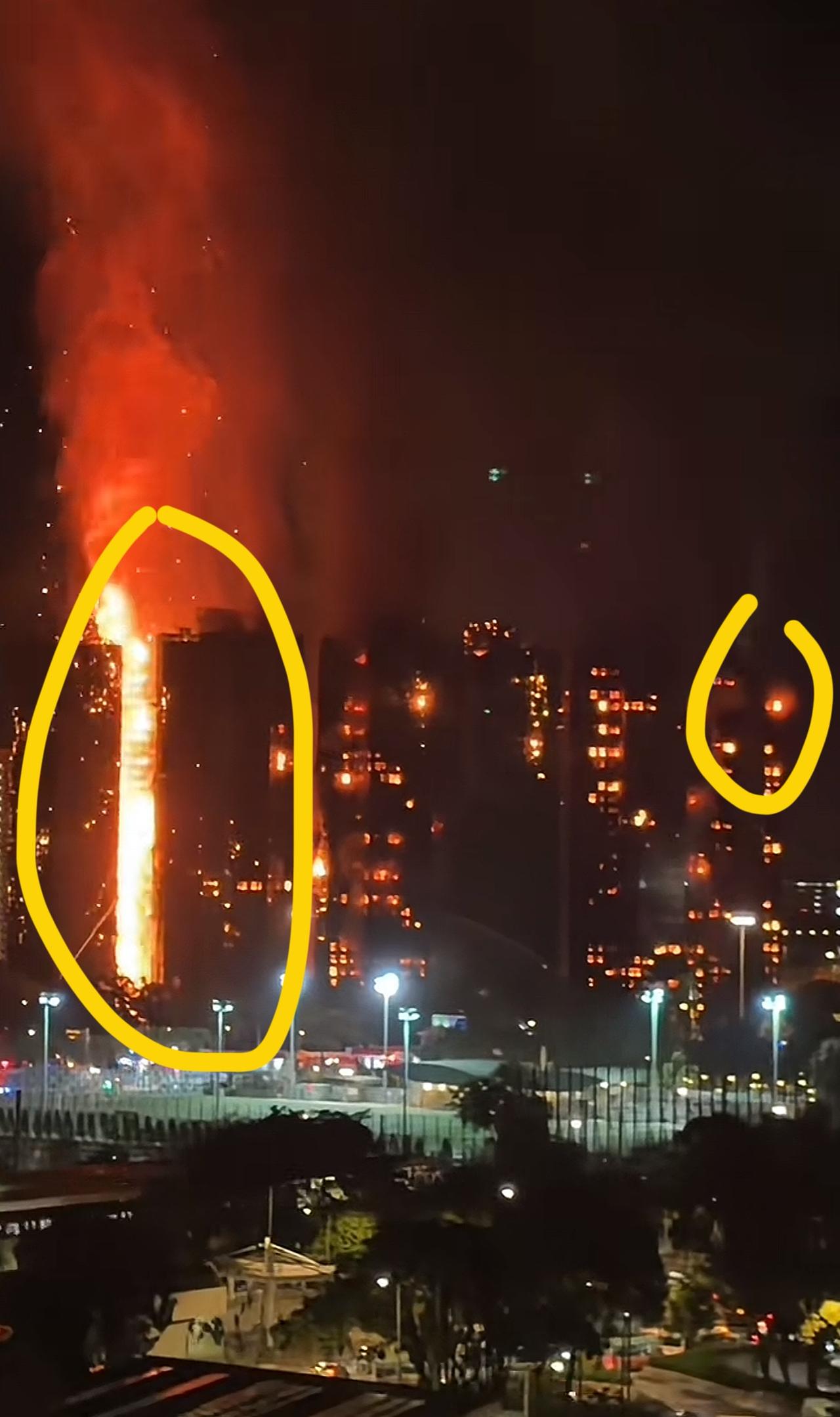 香港大埔宏福苑的火灾现场又传来这几条消息首先，现场已经有4名消防员为了救