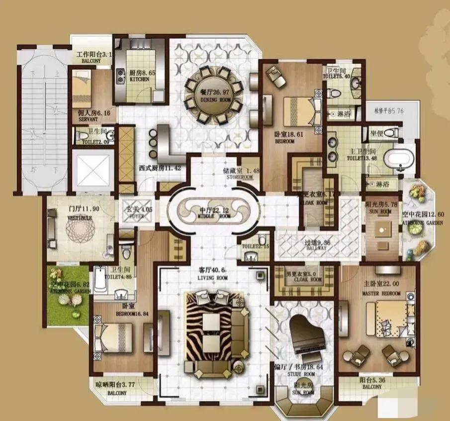 这套房子豁达开阔，满是豪情与诗意。40㎡的超大客厅，就像长江大河，奔腾开阔