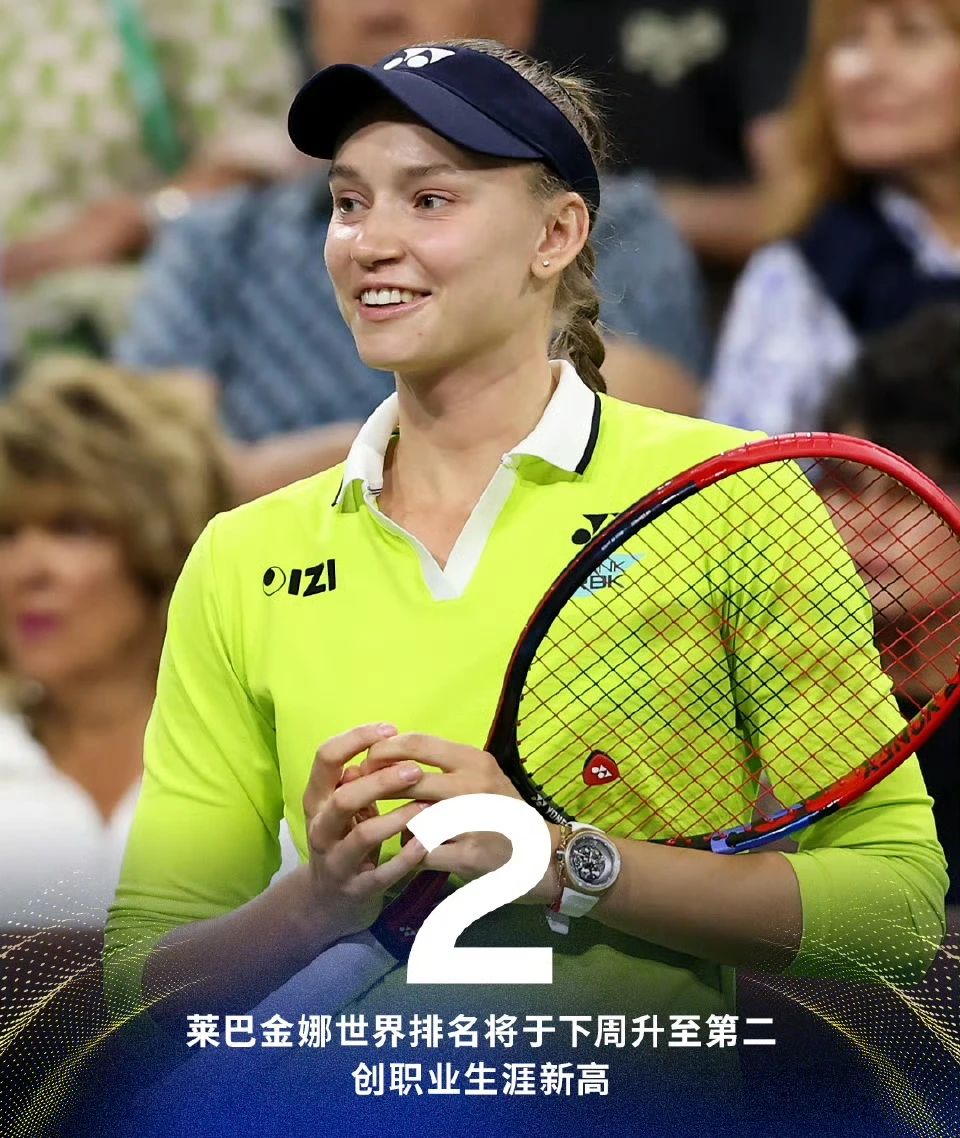 WTA最新TOP20排名莱巴金娜首登世界第二
