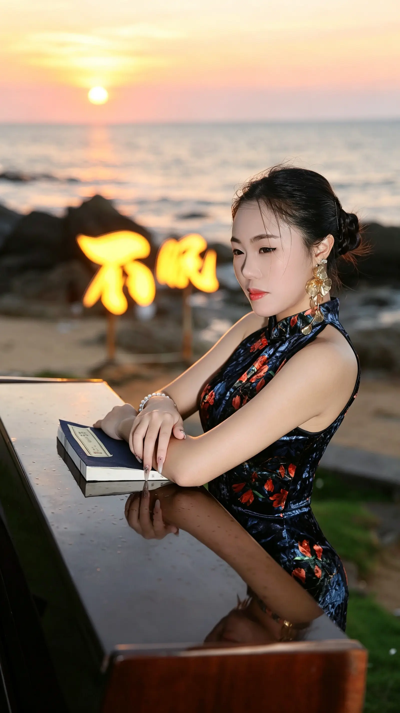 优雅与性感并存 秀出你的东方之美 落日氛围感舞蹈 海边日落氛围感写真