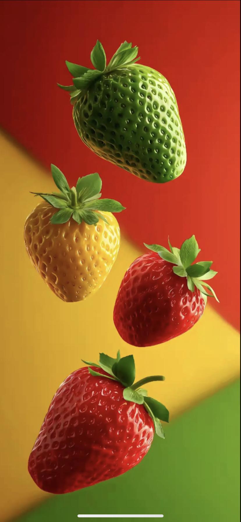 红绿黄三果，自然色相宜。