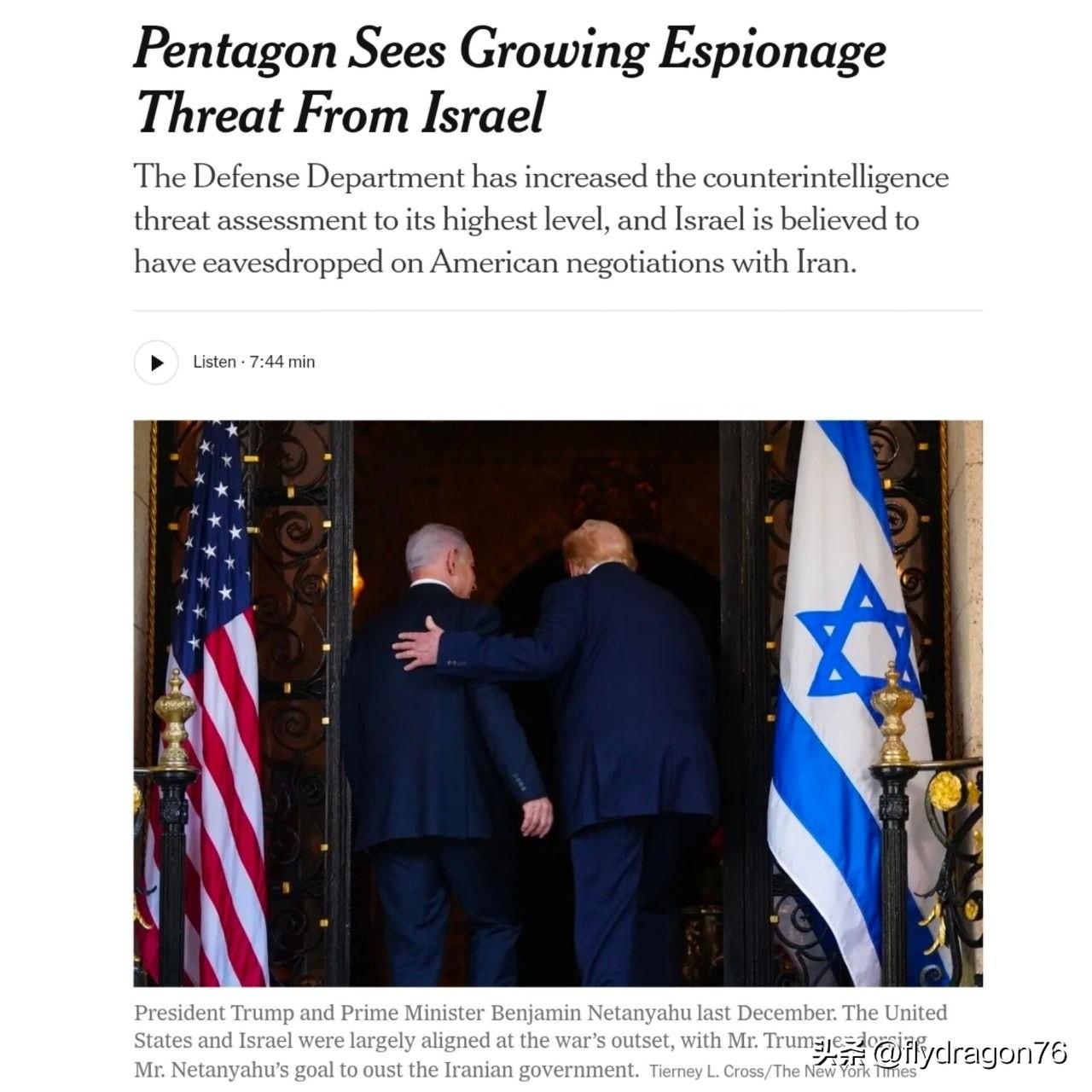 🇺🇸💬🇮🇱据《纽约时报》报道，鉴于越来越多的证据显示以色列情报部门一