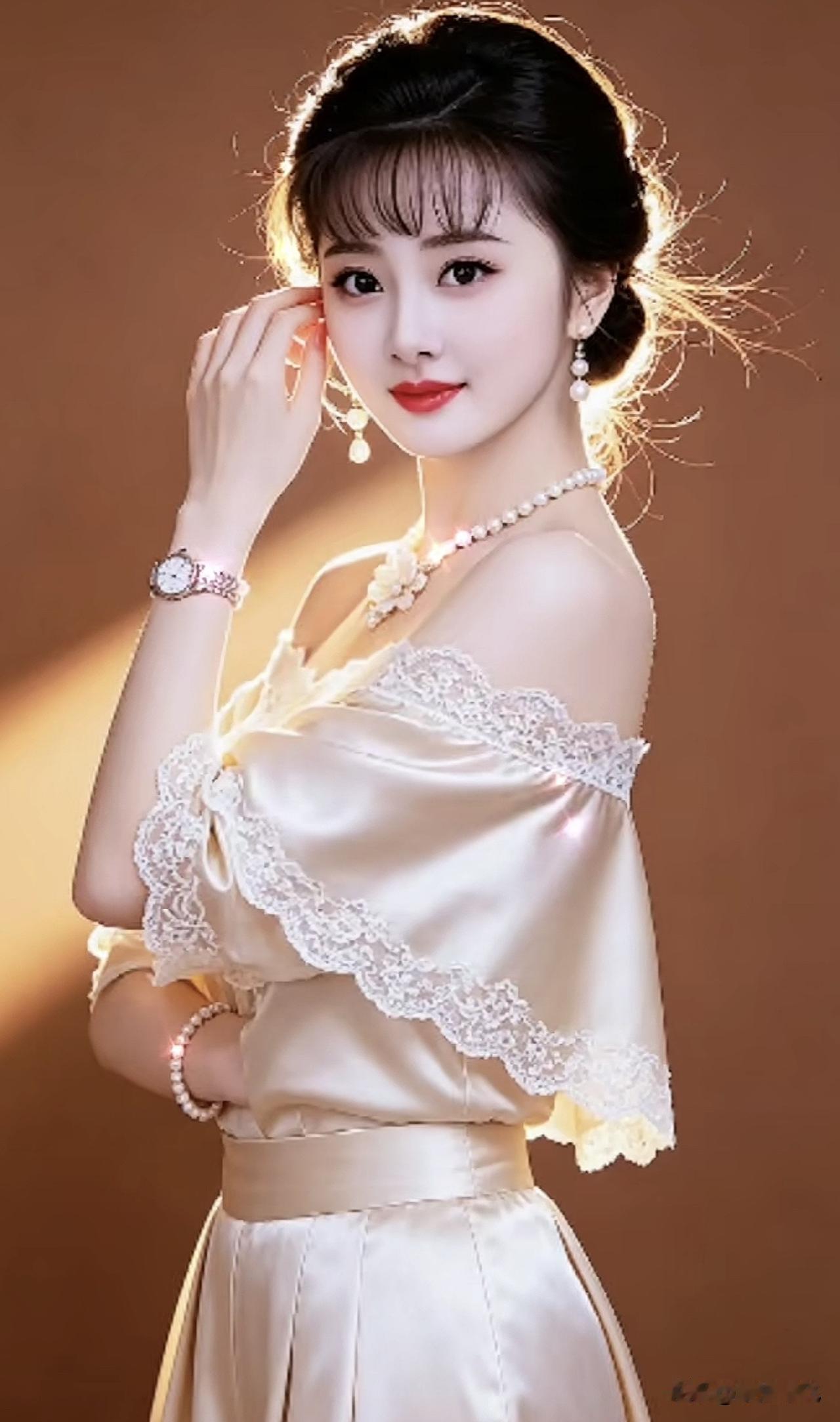 优雅珍珠与蕾丝的完美结合，散发迷人魅力！珍珠淑女照珍珠甜美照珍珠时尚风珍珠
