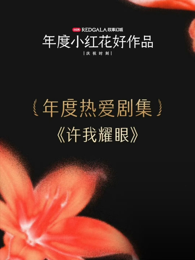 赵露思许我耀眼获得小红书年度热爱剧集超50亿话题，超1600万讨论，小红书的年度