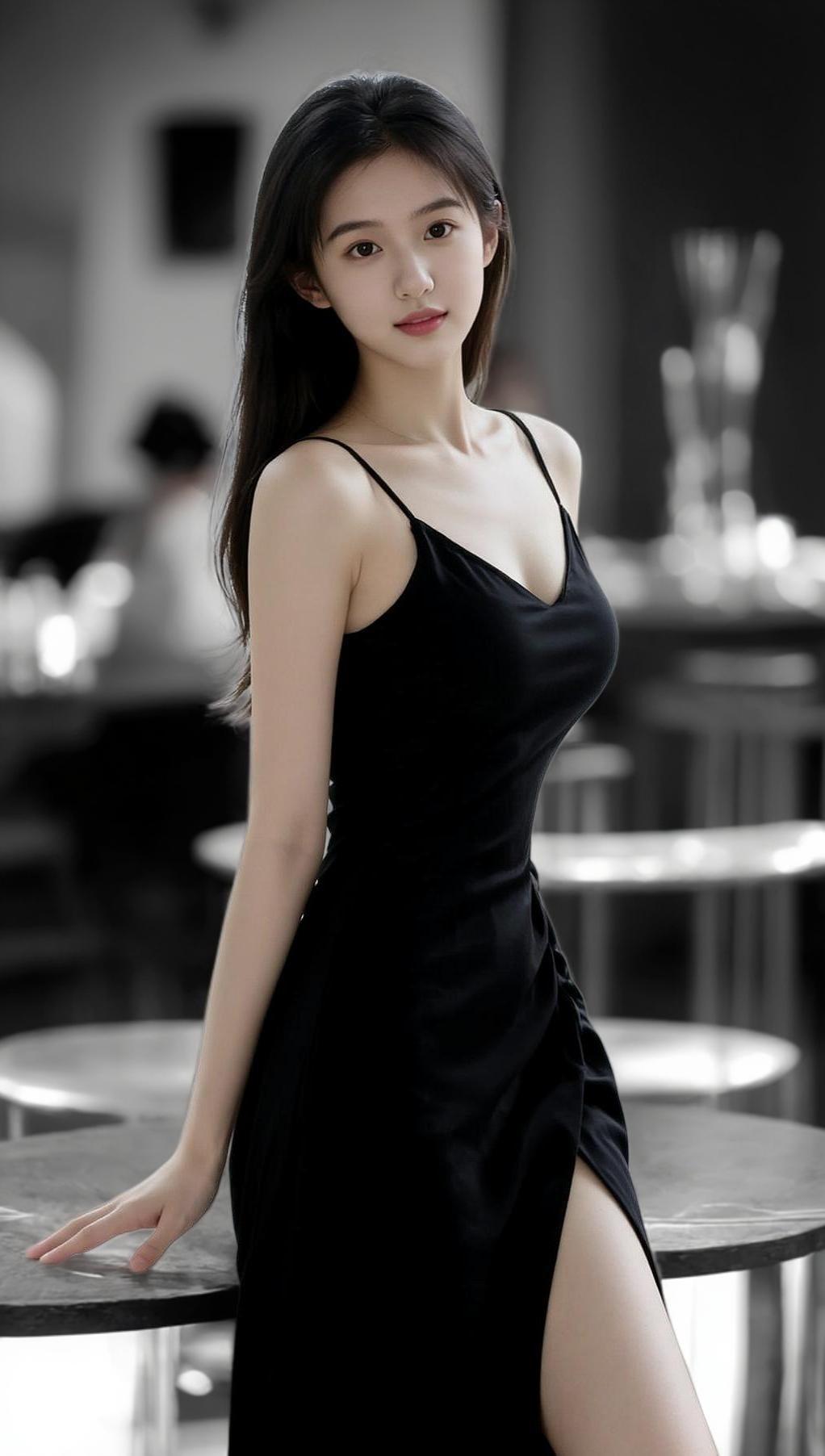 超美超漂亮优雅气质女人味十足࿆甜࿆美࿆女࿆孩࿆好身材好气质黑色礼裙高级感