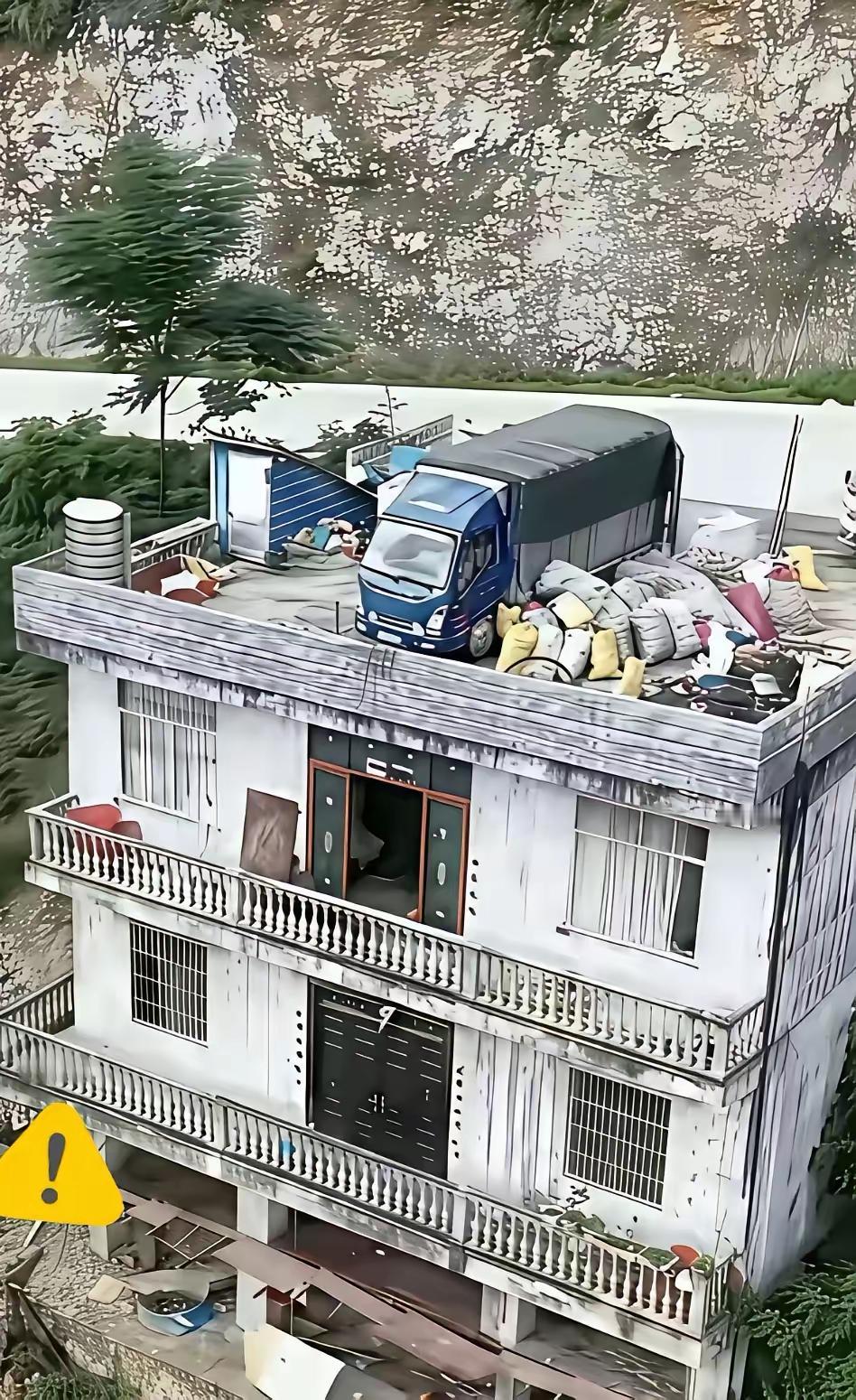 你说稀奇不稀奇？房屋顶上竟然是家中的停车场。暑假自驾贵州，我在山中见到不少这种房