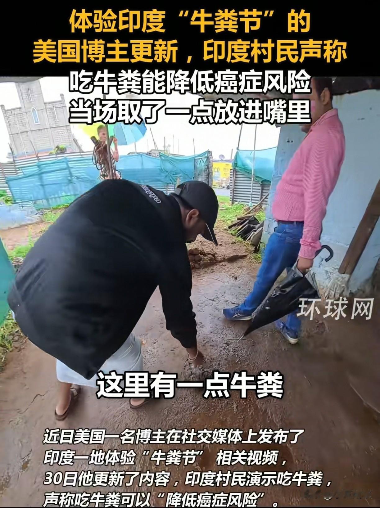 “牛粪能预防癌症”近日，美国一位博主去印度旅游，刚好赶上了印度的传统节日-牛