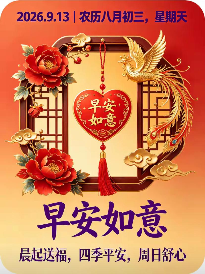 2026./9月13日，🍁周日愉快，生活恬淡舒心，福运常伴身旁