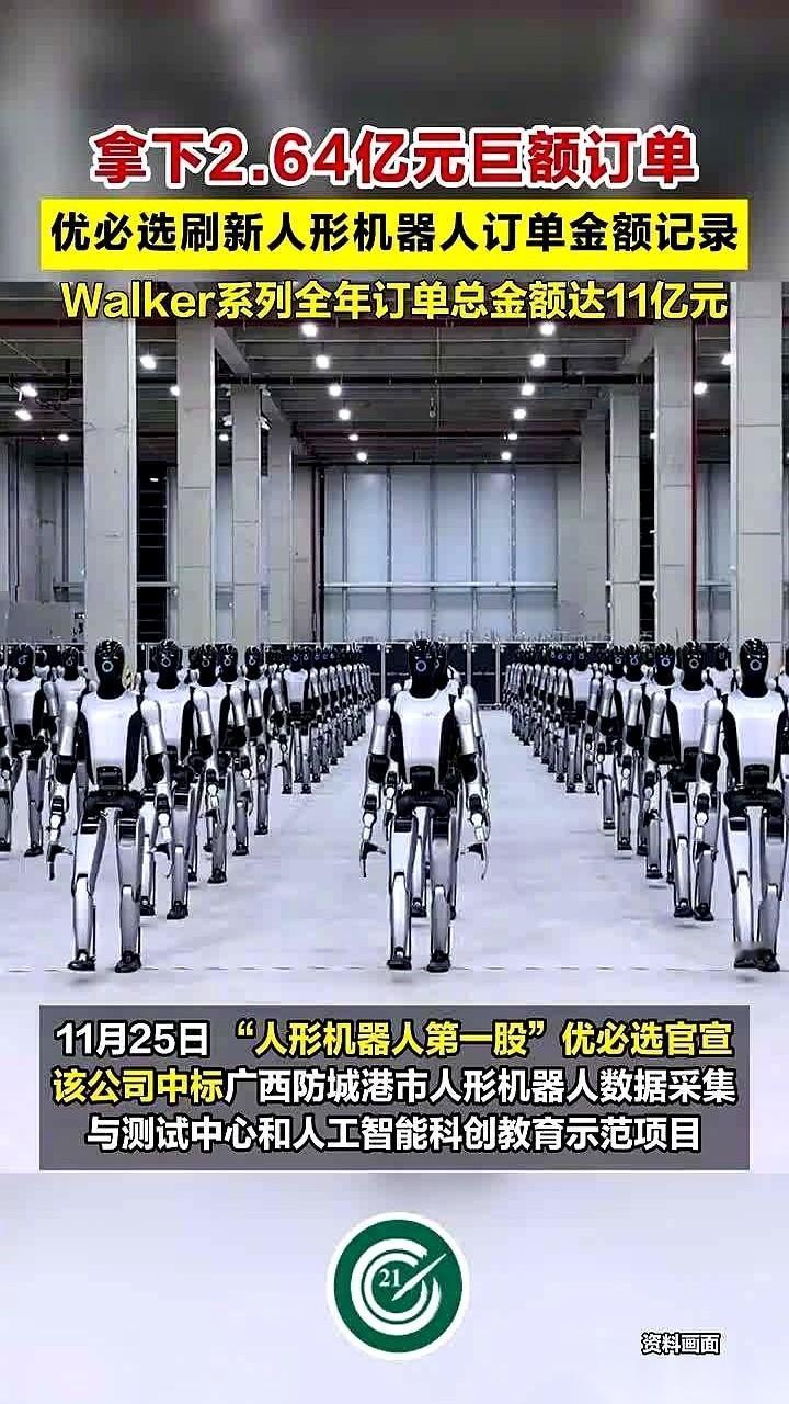 2.64个亿。一个订单的金额。买的，是人形机器人。我跟你讲，不是那种在流水