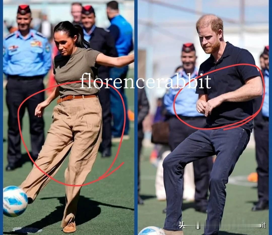这些照片简直是太滑稽了🤣🤣这俩妄图模仿威廉王子和凯特王妃的运动天赋，还是省