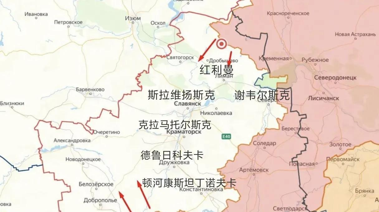 这张图我们可以清晰看到俄军在顿涅茨克作战的意图，就是实施大的战略包围——从顿河康