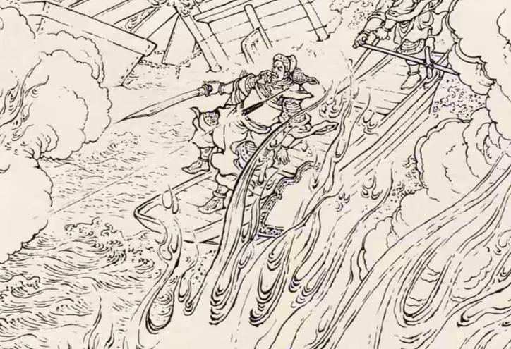 三国演义连环画：这员大将是谁？火烧赤壁时乘着小船来捉拿曹操，却被人一箭射中，翻身