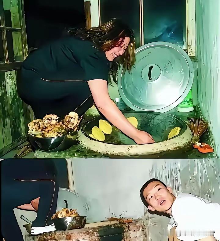 郭德纲媳妇烀饼，曾经爱徒烧火。郭德纲一直都没有颜值王惠，真的相爱的人不看外表，