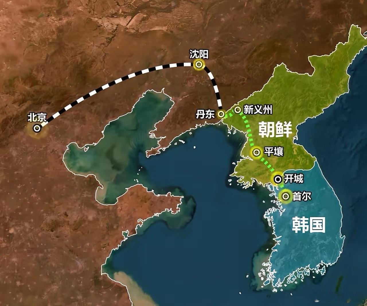 韩国这算盘打得，从首尔到北京，他们只要修首尔到开城这段几十公里，剩下的全部要中国
