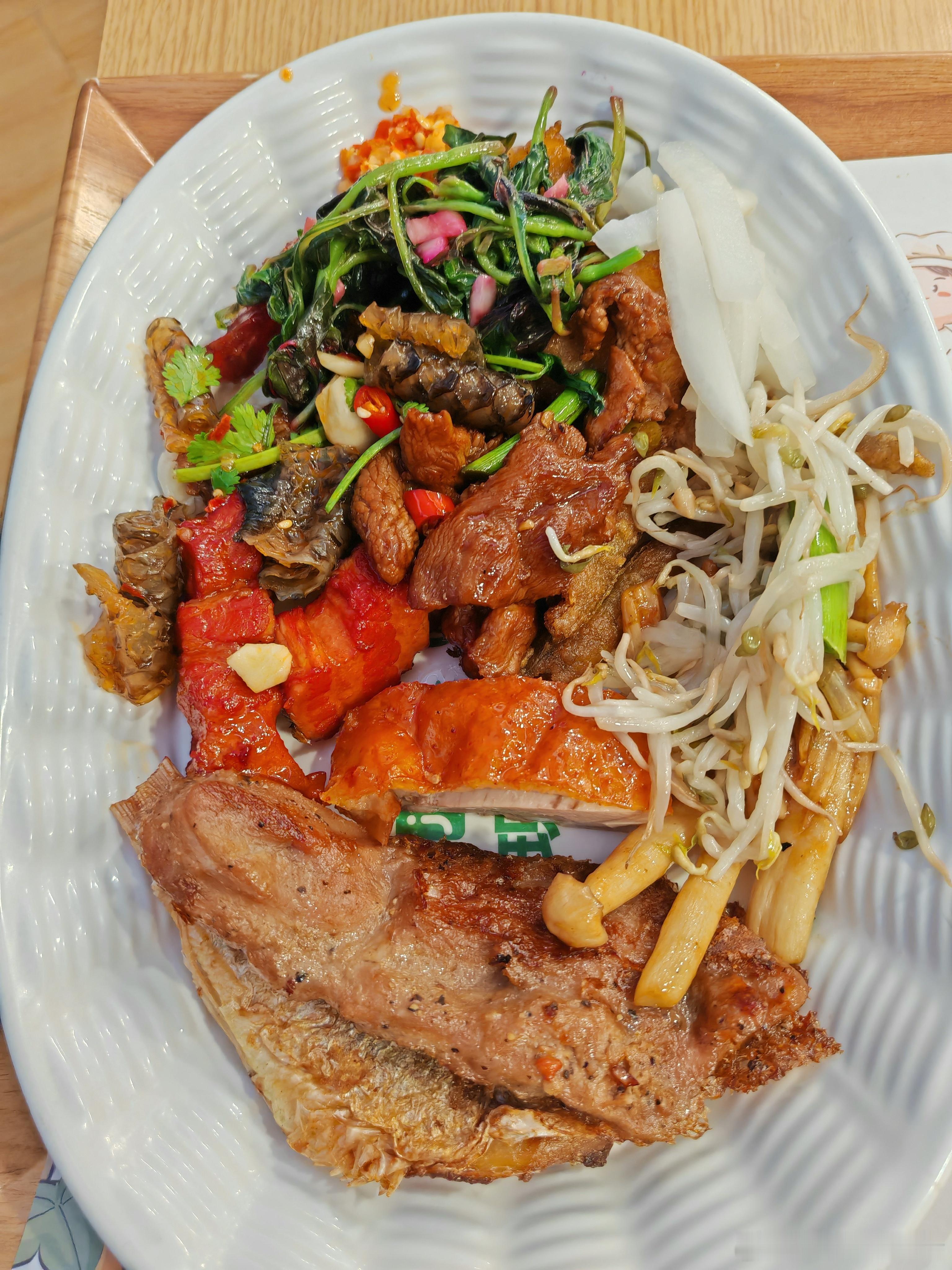 在蛇口市场吃个自选快餐，24.5元，舒服！