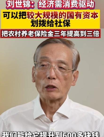 中国经济学学士刘世锦直言：“经济需消费驱动，可以把较大规模的国有资本划拨给社保，