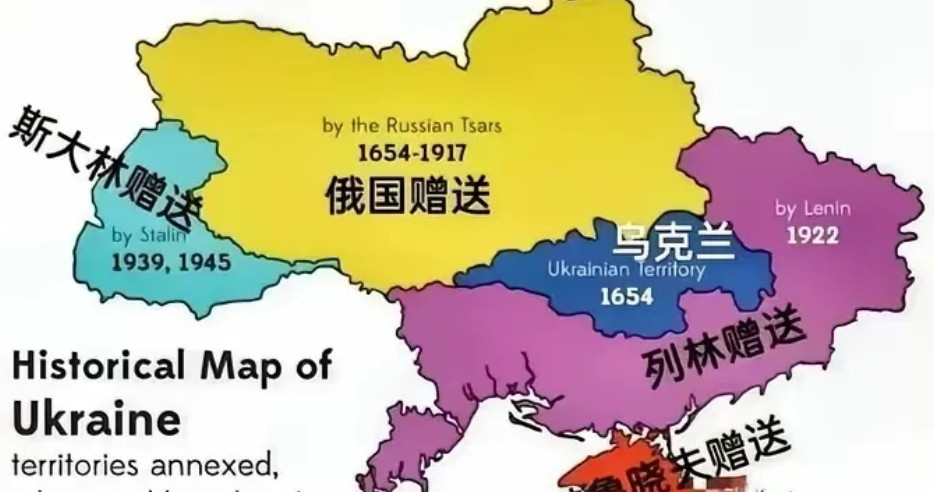 苏联为什么给了乌克兰10倍领土？1654年哥萨克酋长国加入沙俄时仅5万平方公里