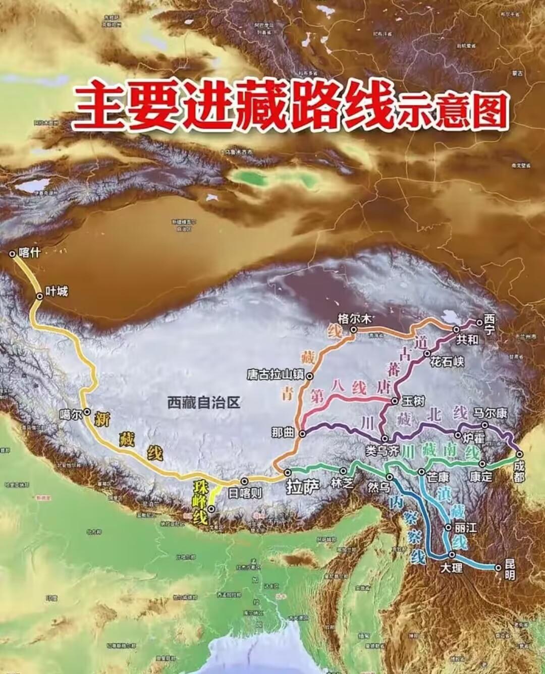 西藏地区的战略制高点，乃是世界之巅！现在主要进藏路线，也就是青藏铁路，从2006