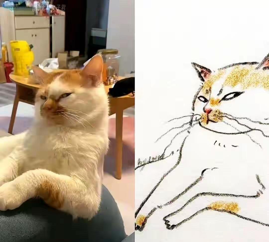 自打自费学了几天绘画，网友便开始炫耀起来。谁能想到，他给猫咪们画了几幅画后，结果