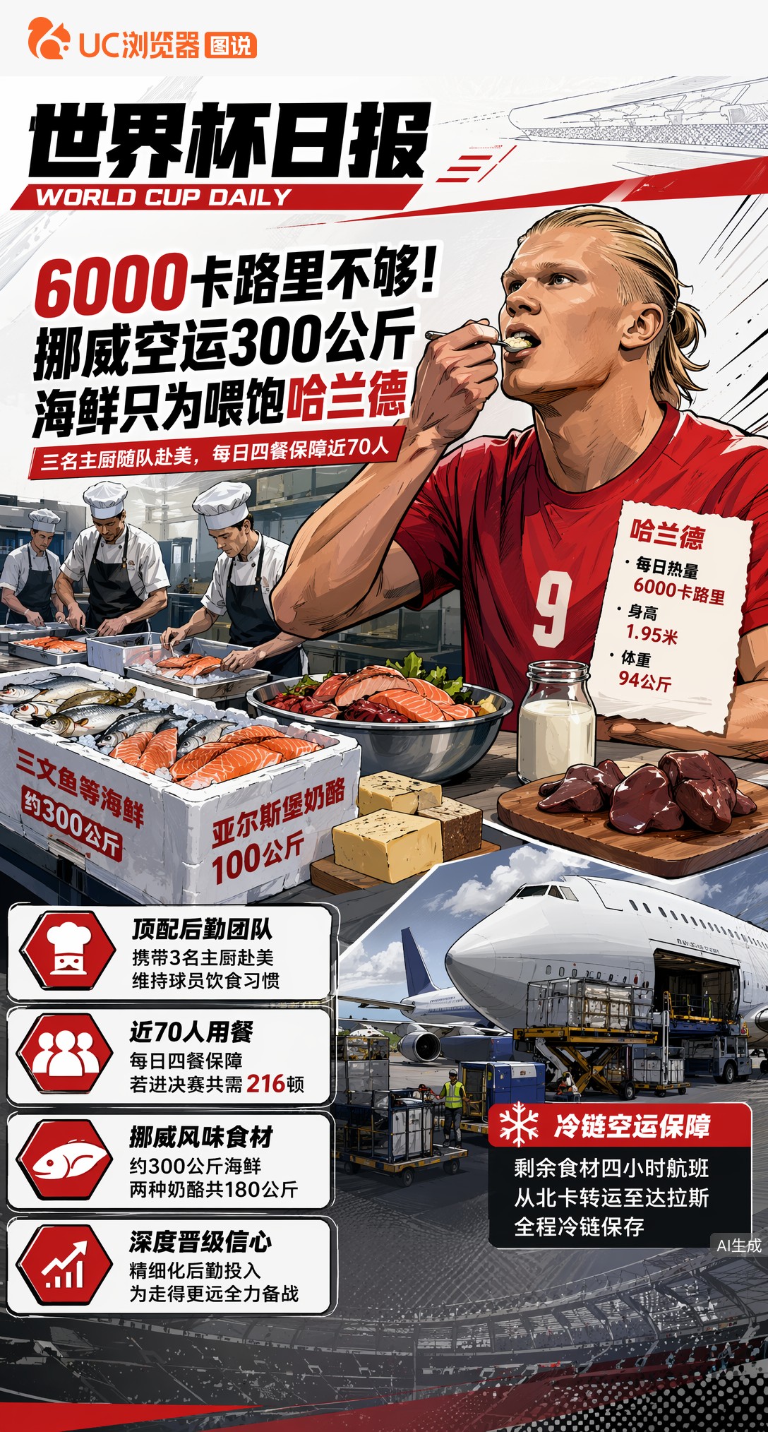 6000卡路里不够！挪威空运300公斤海鲜只为喂饱哈兰德
