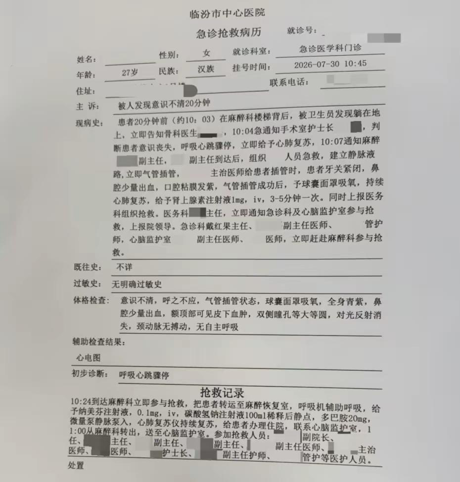 山西临汾，27岁女子，刚入职医院麻醉科才6天，却莫名其妙在医院离世，警方排除他杀