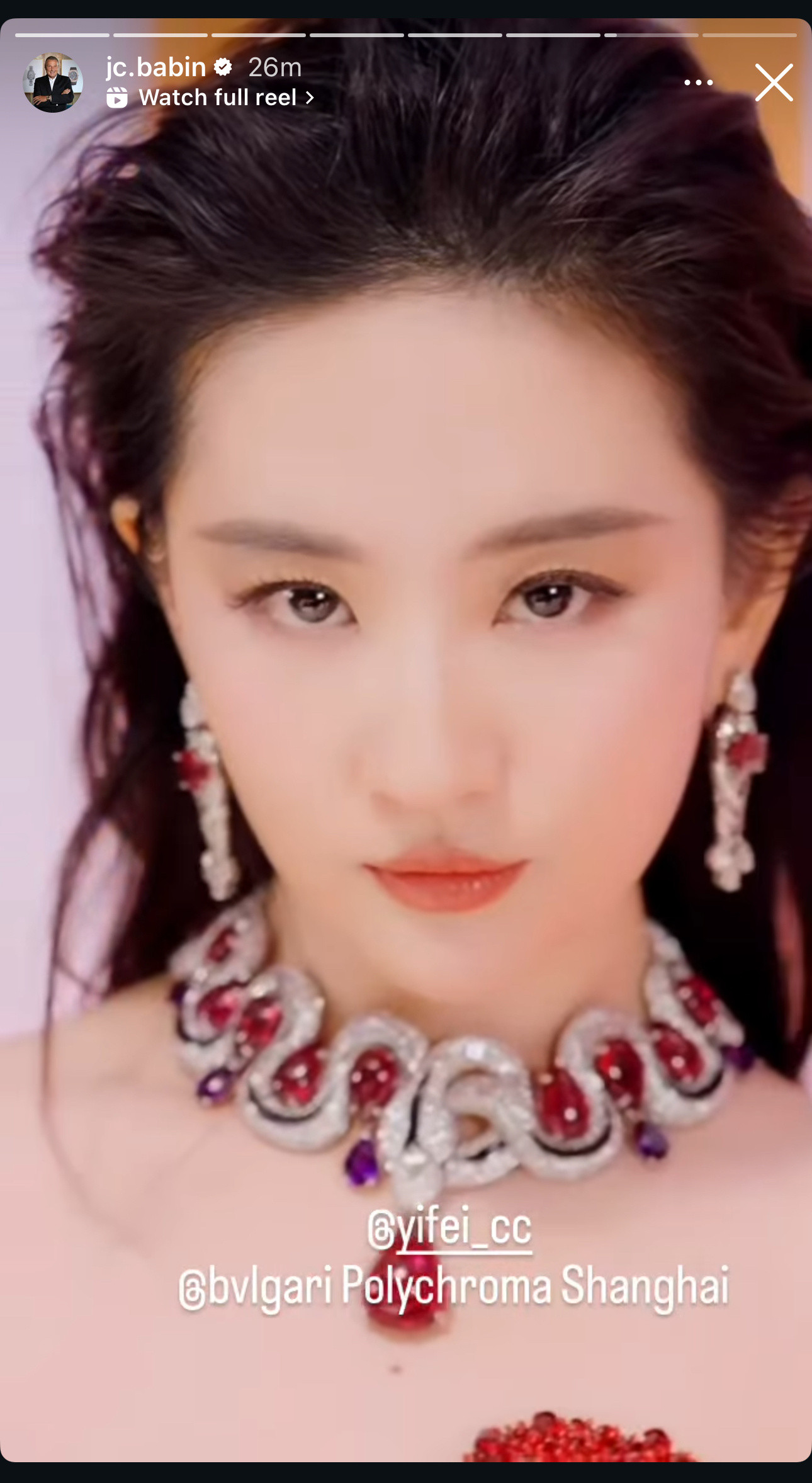 刘亦菲lyf刘亦菲宝格丽全球品牌代言人宝格丽总裁JCBabin近日发布回