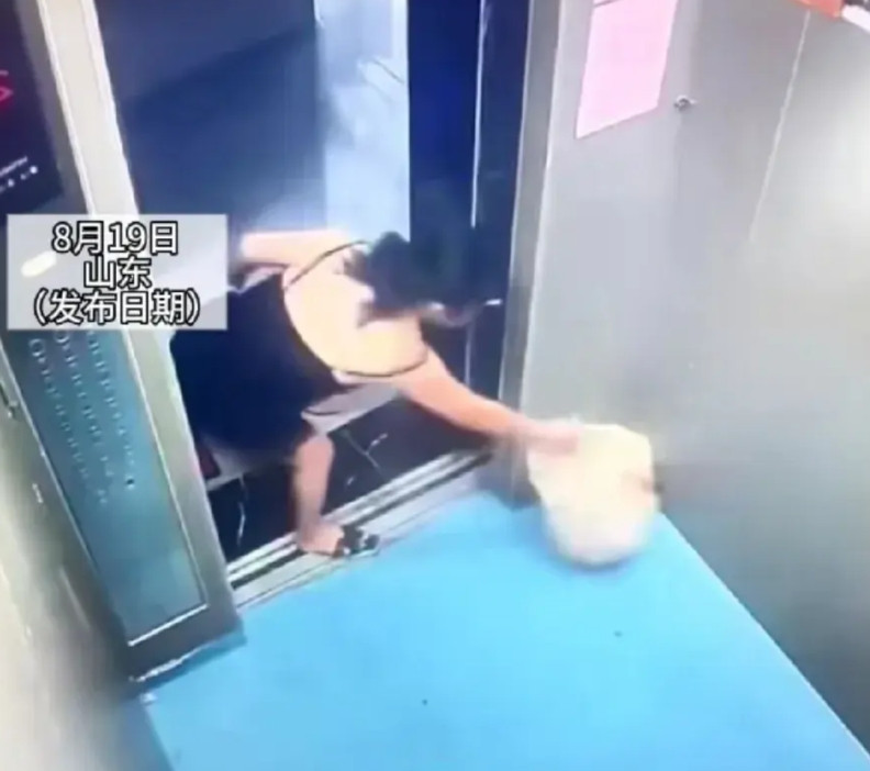 这种人是坏到骨子里的那种坏！8月19日，山东某小区，一女子将两包垃圾丢进电梯后，