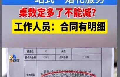 浙江杭州，女子花了13万多，订了婚礼一站式服务，其中酒席每桌要花5200元，一共