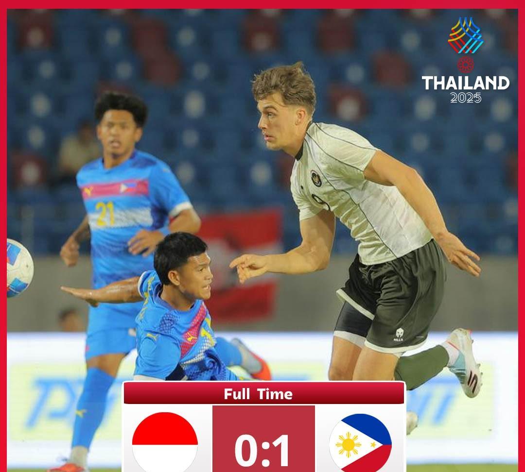 在东南亚运动会的一场归化大战里，菲律宾U22最终以1球击败了印度尼西亚U22，