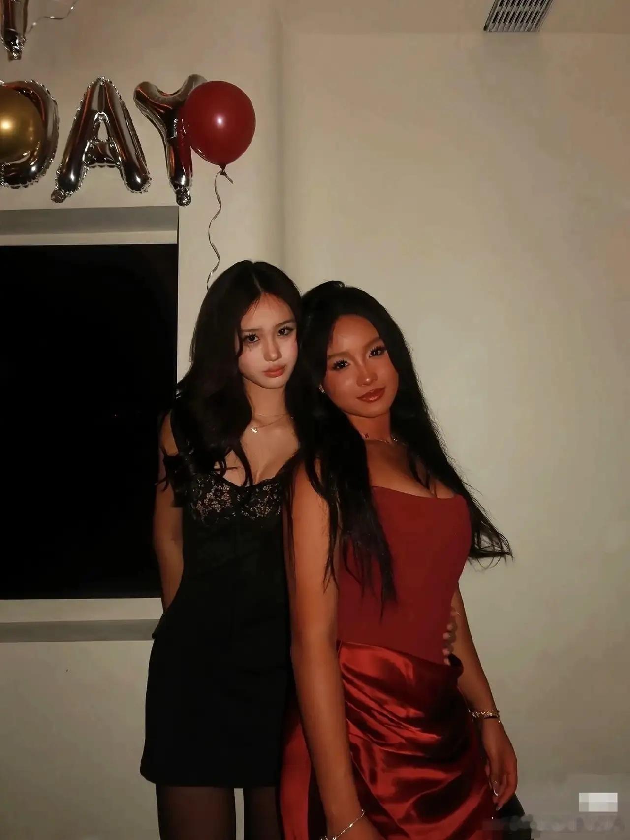 钟丽缇的两个女儿现身朋友的生日聚会，cayla和jaden打扮都好成熟啊，好看是