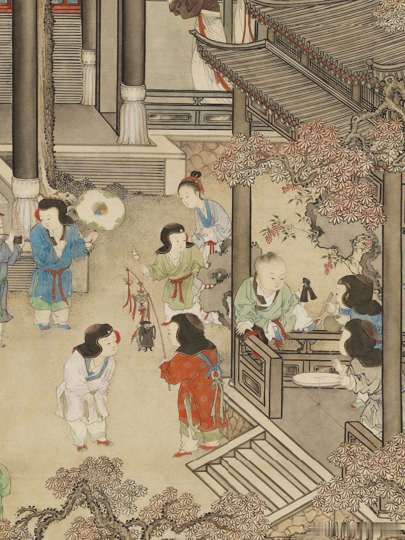 古代过年的热闹气氛🏮—岁朝欢庆图清姚文瀚台北故宫博物院立轴纸本设色82.