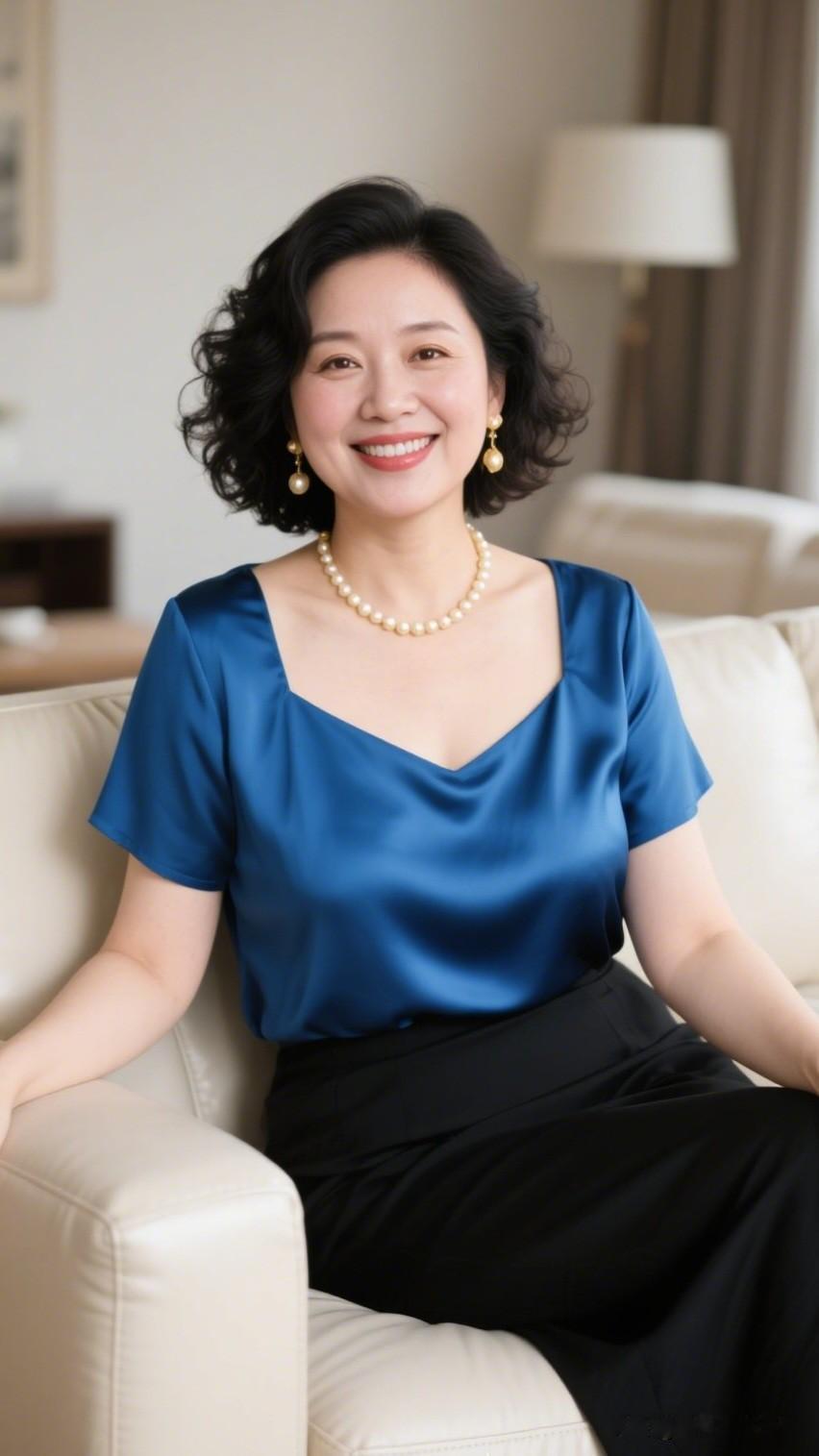 优雅蓝调，珍珠闪耀，微笑如春日暖阳。四十岁左右的女人最大的魅力是什么