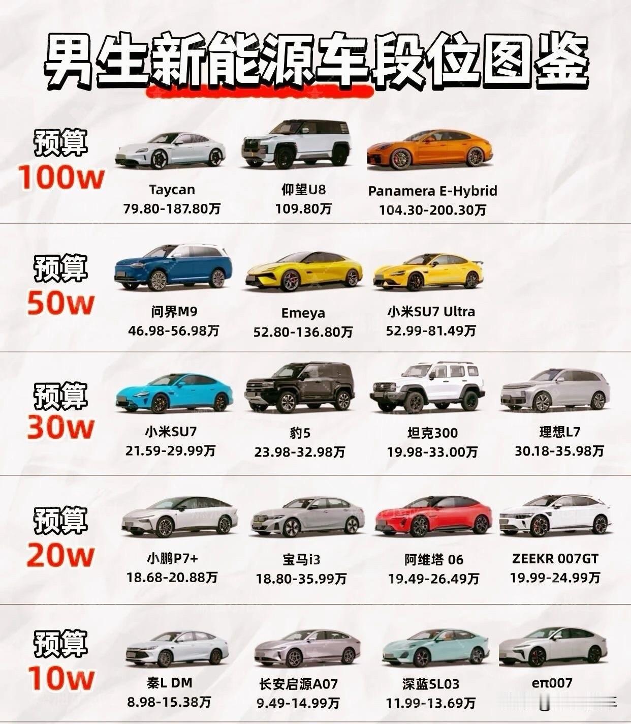 男人心目中的新能源车段位