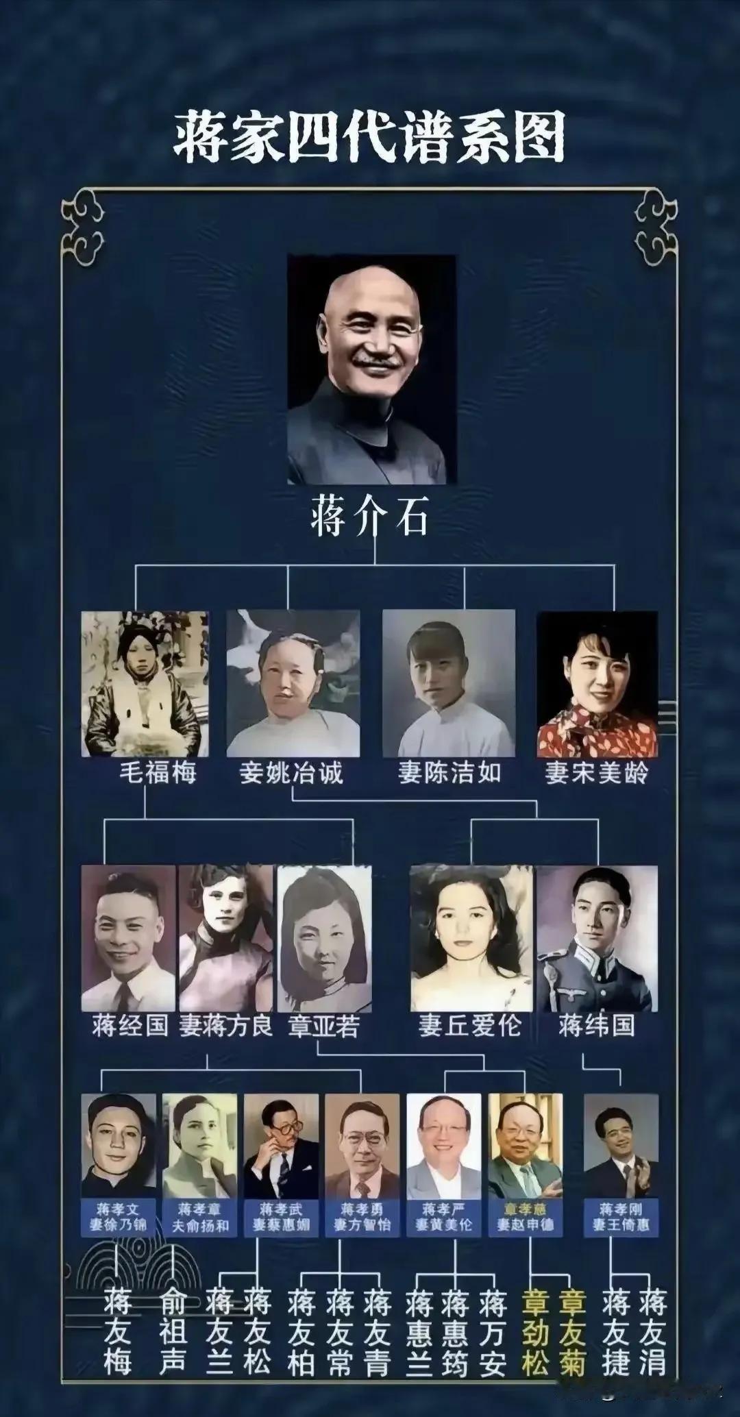蒋家家谱里藏着不少冷知识，跟影视剧里演的不太一样。比如常被提起的宋美龄，其
