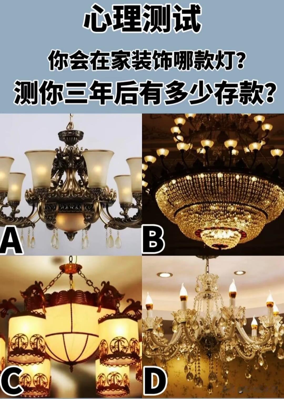 晒图笔记大赛心理测试你会在家装饰哪款灯?测你三年后有多少存款?