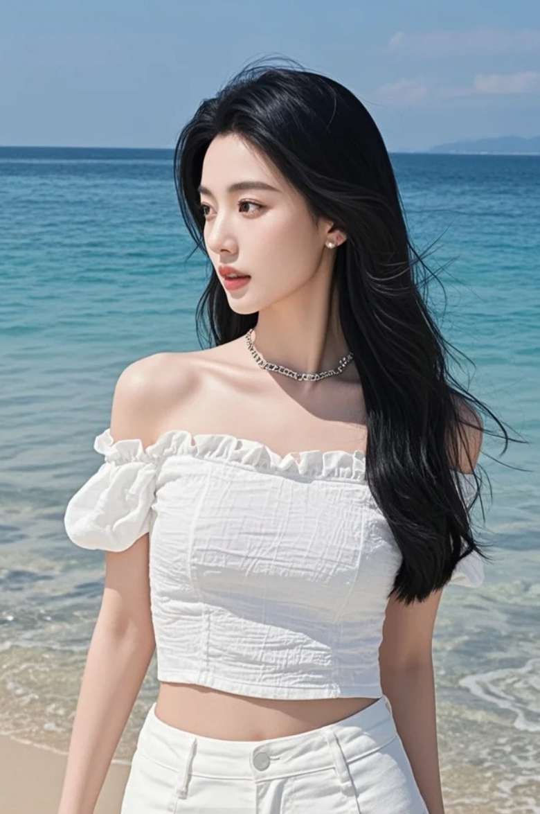 晨光熹微，她踏浪而来如初绽花蕾