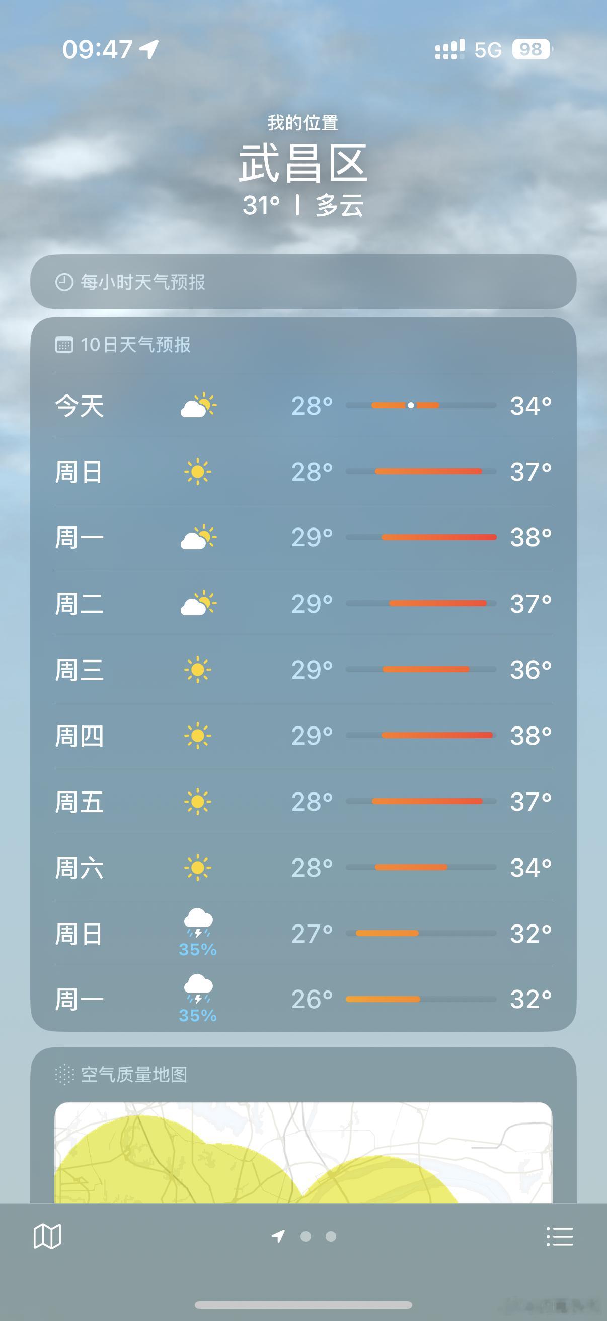 一觉醒来和夏天告别了武汉后面几天甚至还有38度[哭哭]我也想和夏天告别​​​