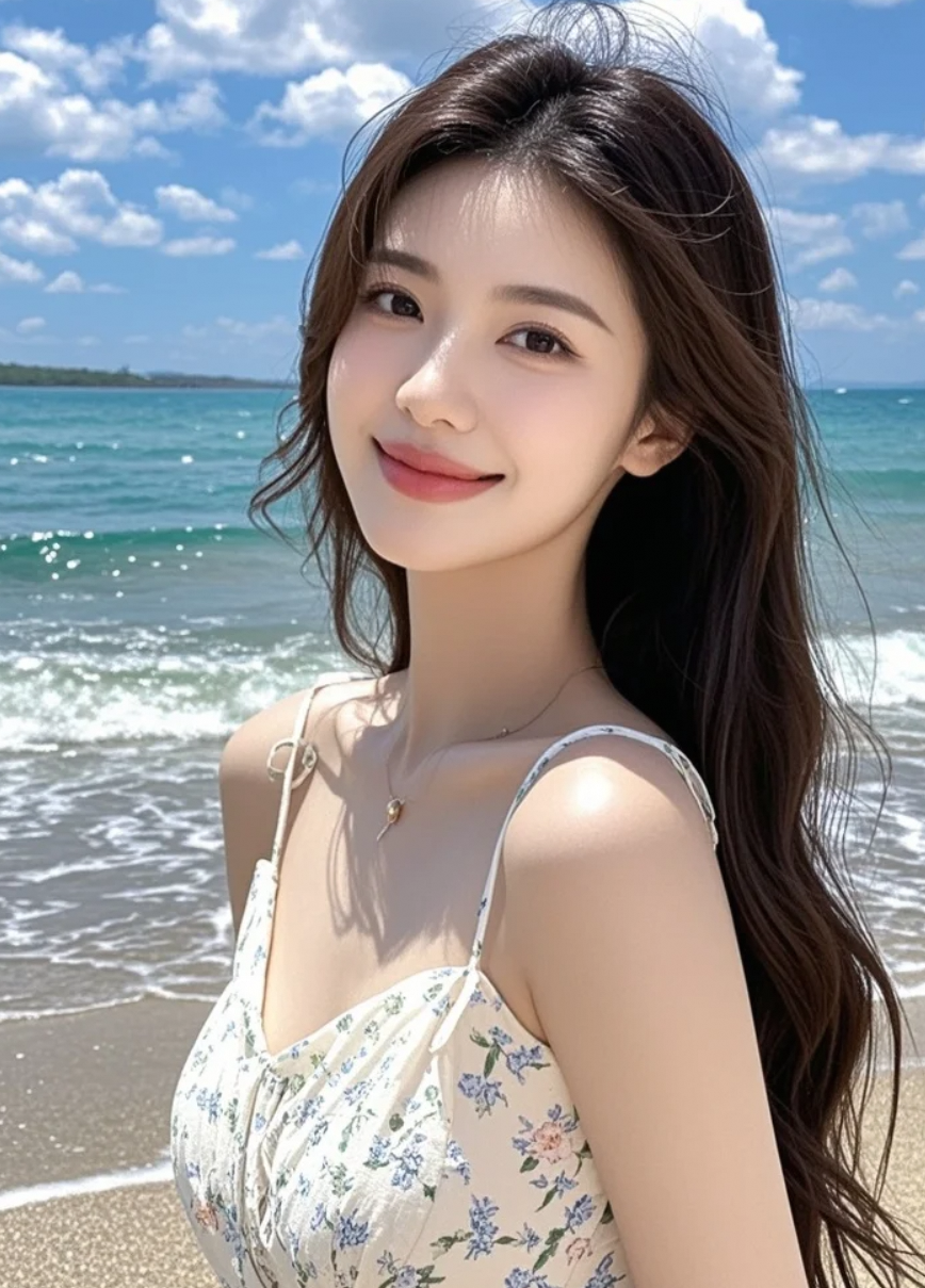 碎花裙遇上落日余晖，连影子都在谈恋爱