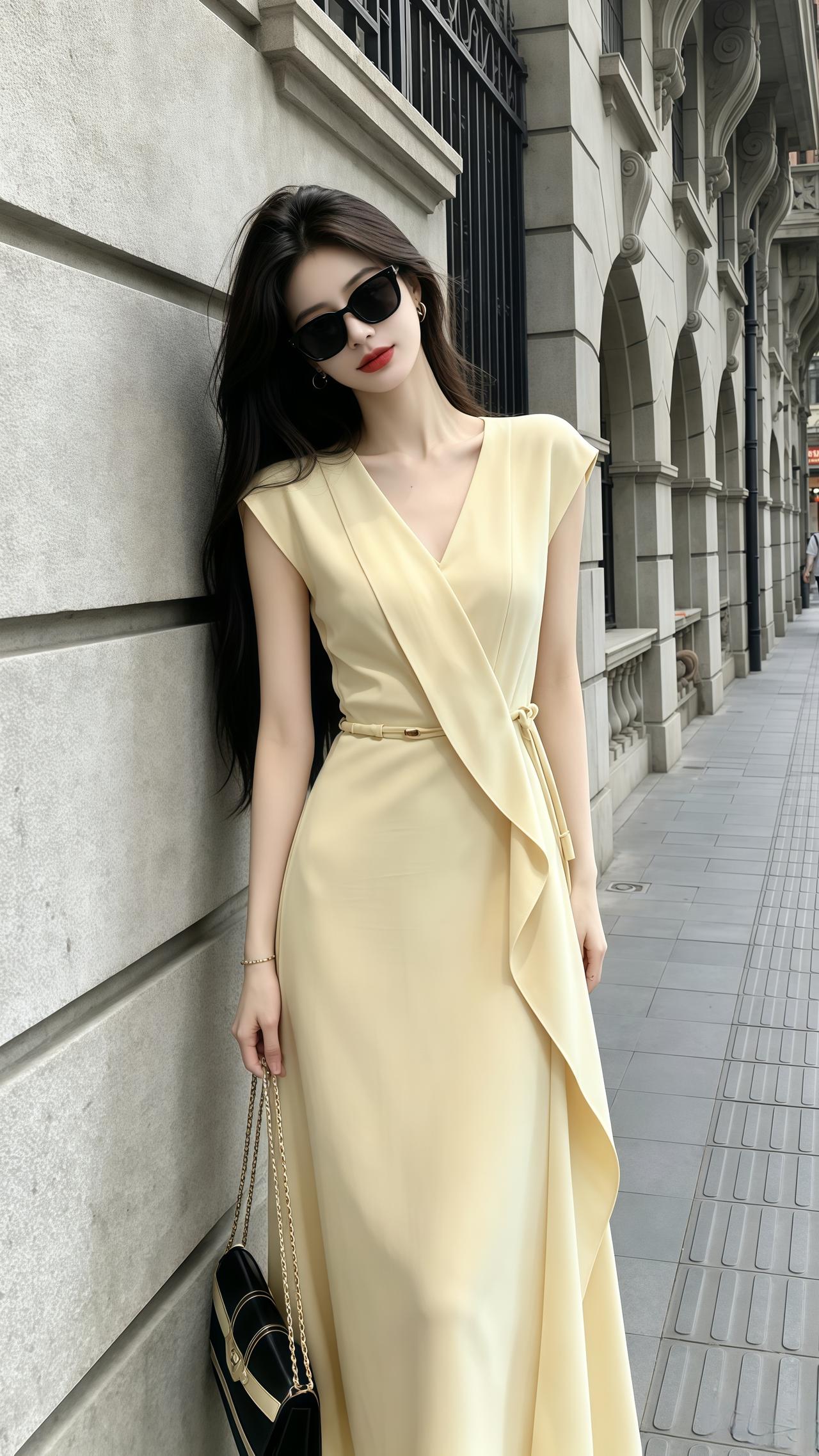 女生不费力的夏季穿搭夏日浅黄色连衣裙每周穿搭不重复韩系穿搭夏季穿搭