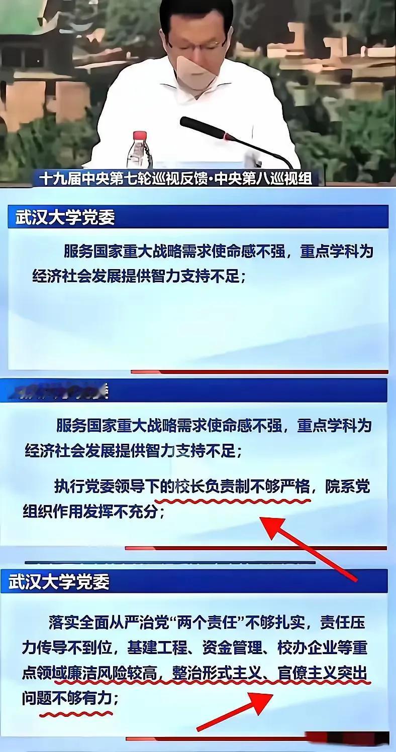 网上疯传一张图，武汉大学被中央巡视组点名批评，不知真假？看不出具体的时间，内容倒