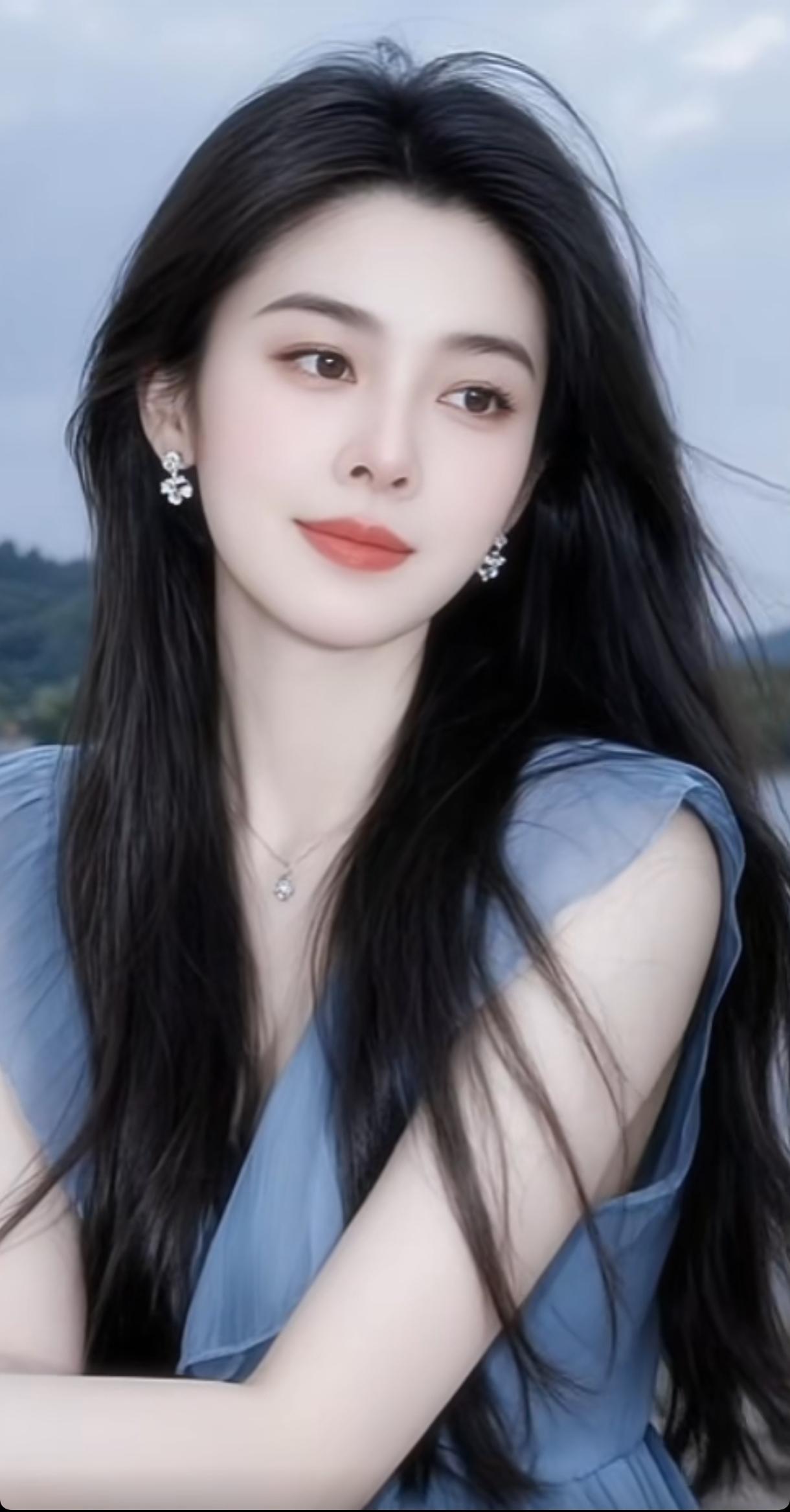 温柔蓝调，少女心事，轻纱飘逸，唯美如画。分享一下相册里最好看的照片蓝调温柔写真