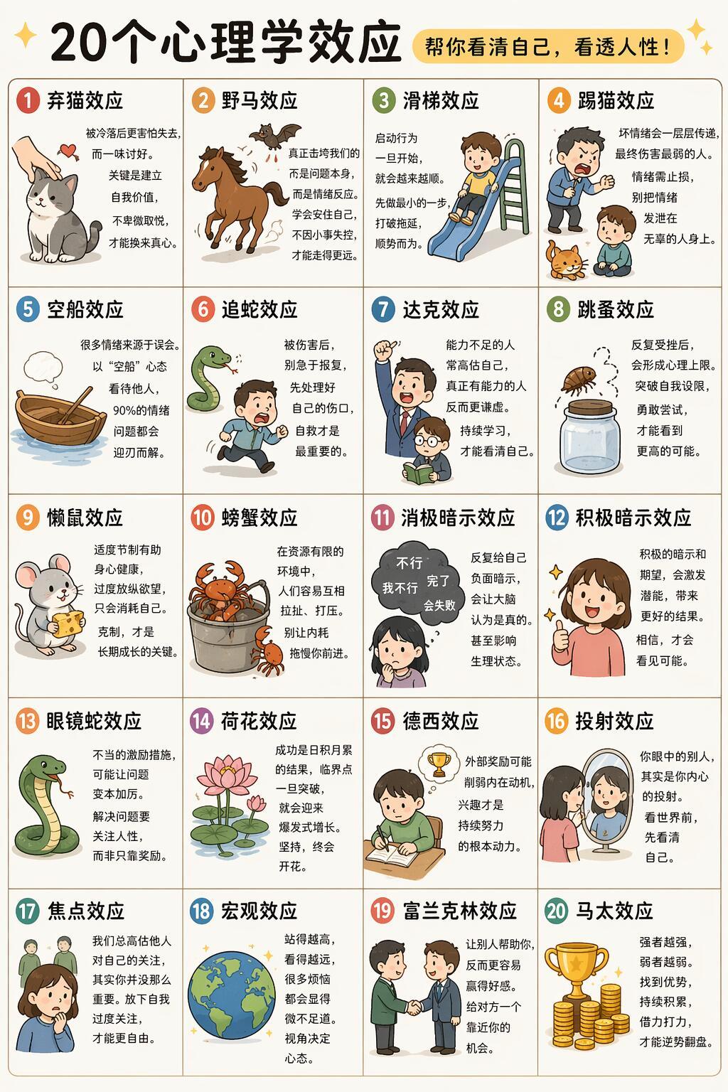 20个心理学效应🔥读懂这些，你才算真正开窍