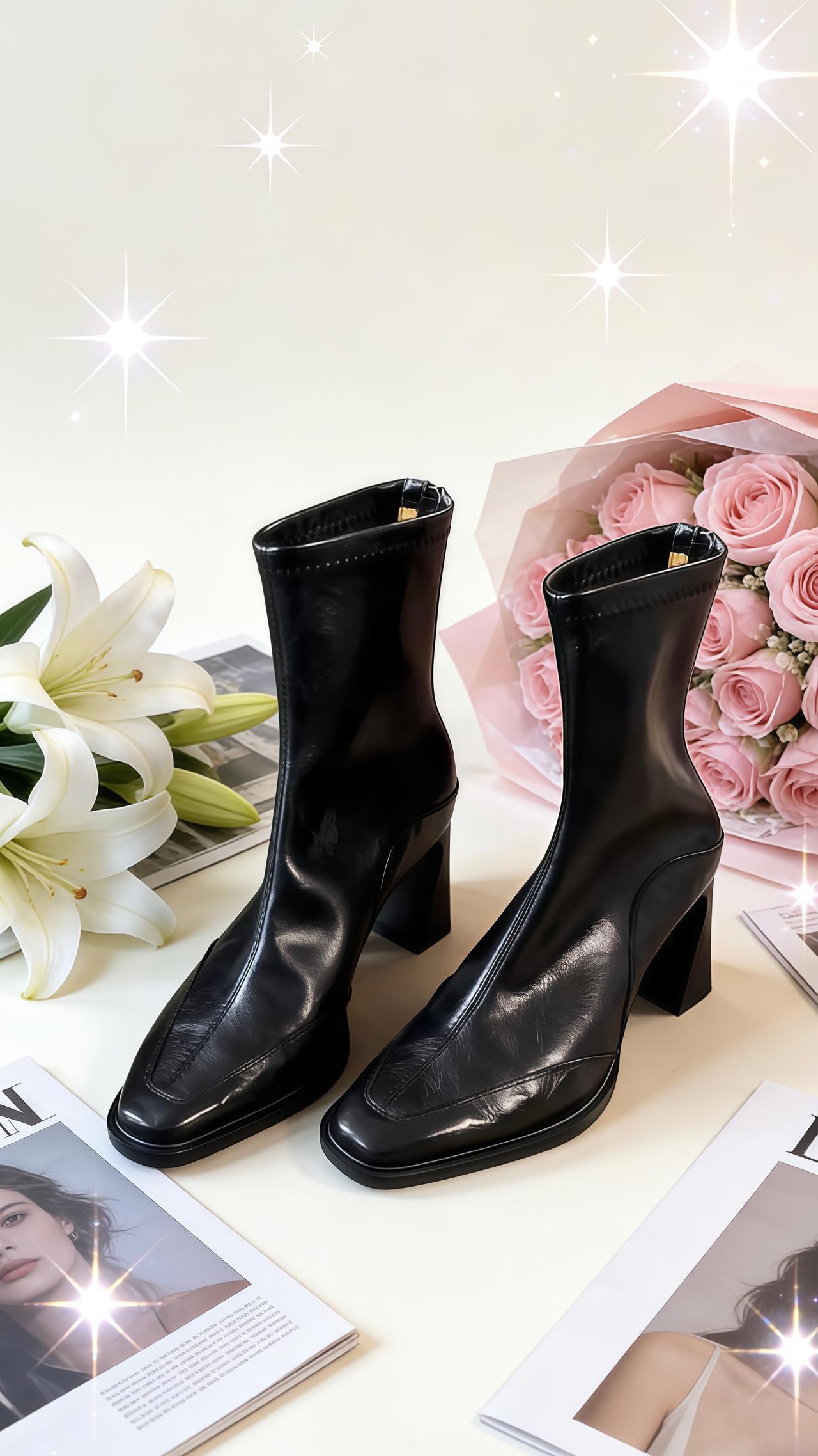 小个子高跟短靴