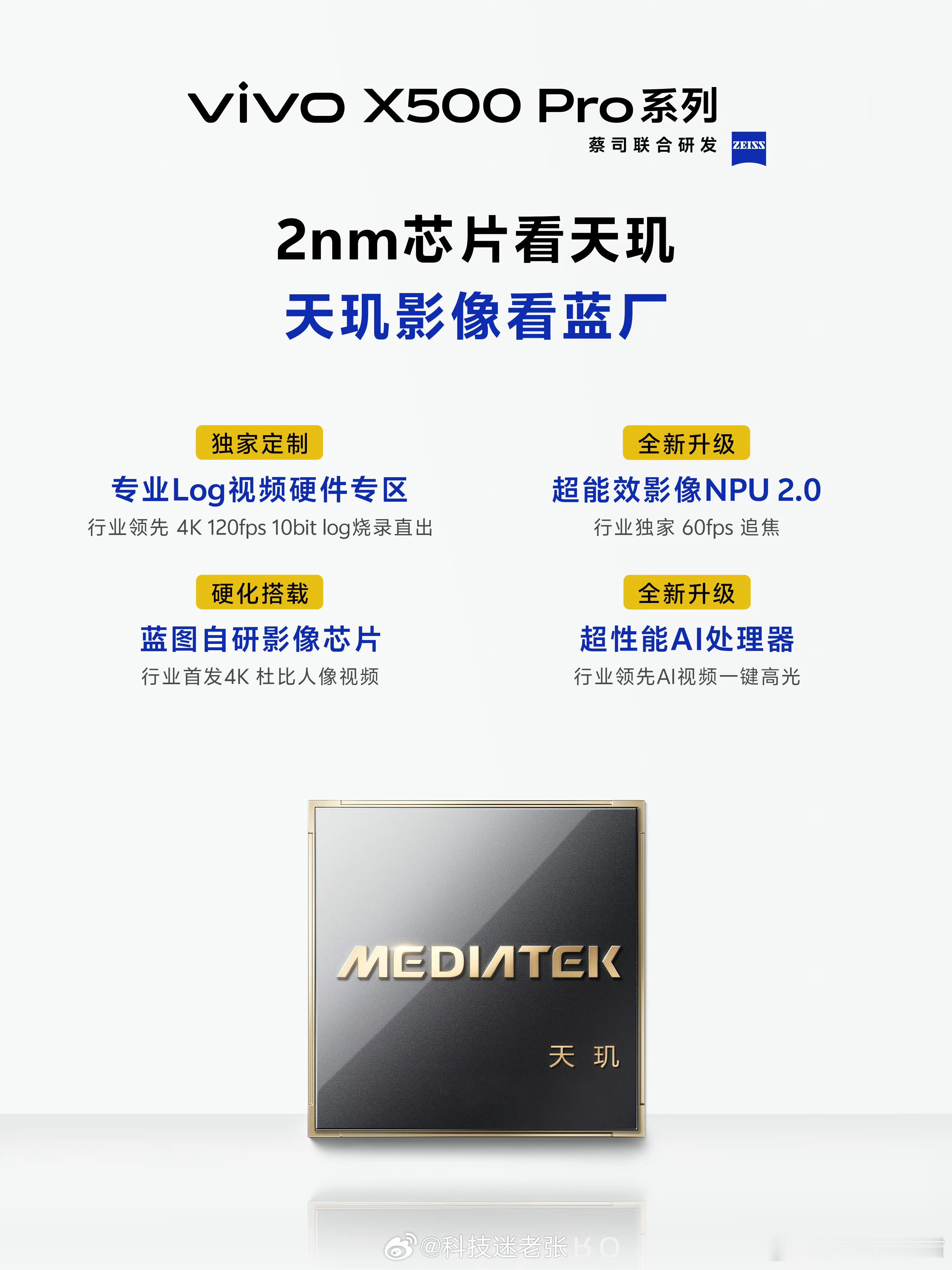 vivoX500Pro系列全球首发蓝晶×天玑2nm旗舰芯-第二代2nm