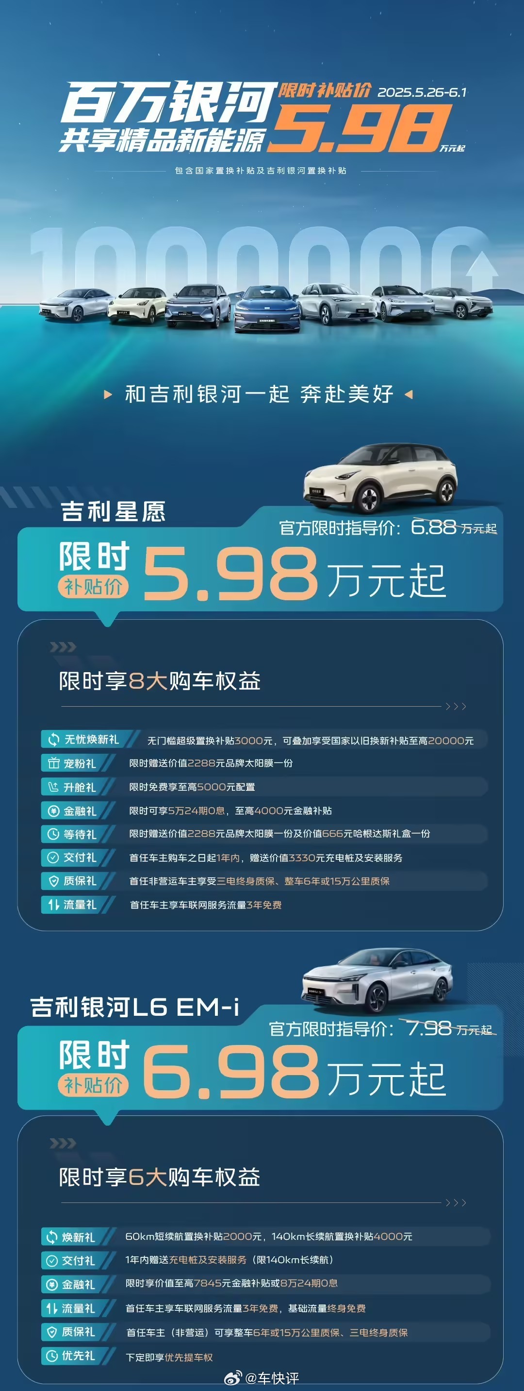 吉利银河全系降价，星愿起售价5.98万吉利银河​​​