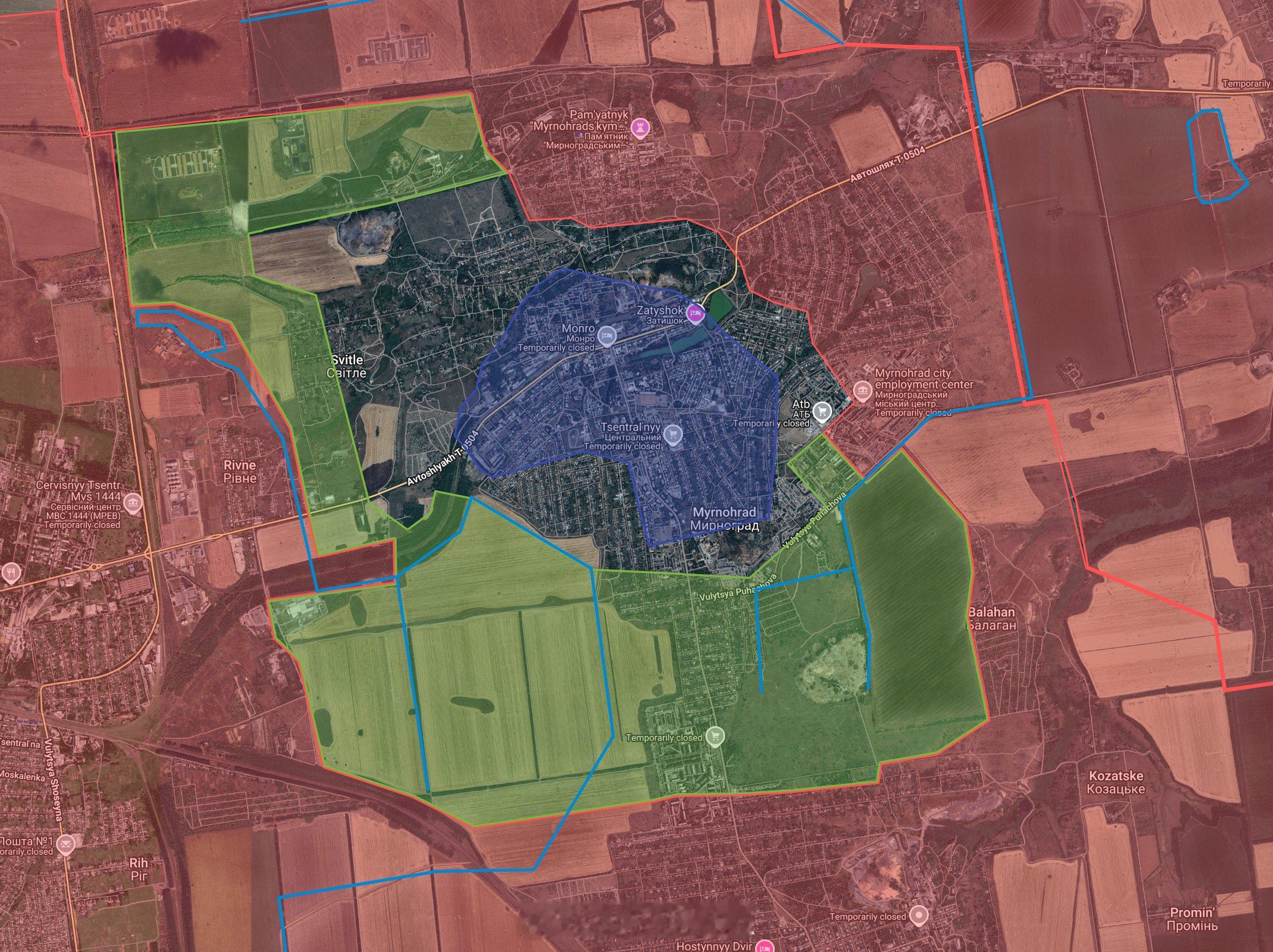 米尔诺格勒（季米特洛夫）准备起网了。8日，俄军在北部啃了一大块下来。乌克兰残兵们