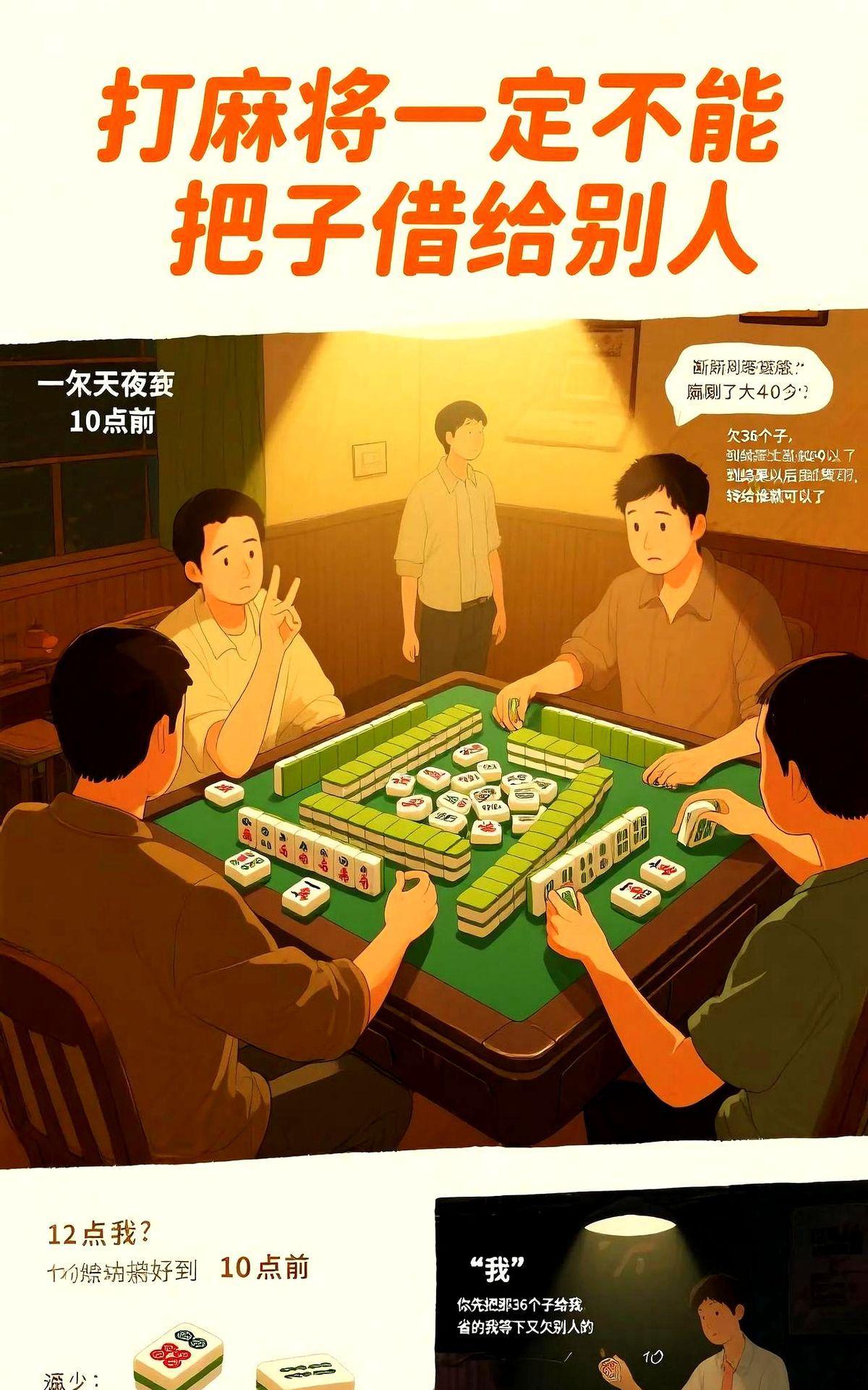 昨天晚上打麻将，一个人说只能打到10点。叫另外一个人10点这个过来接打。到1