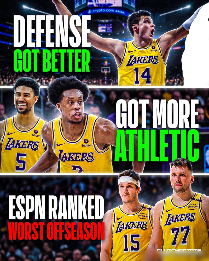 湖人被ESPN评了个C+，全联盟垫底，理由就仨字：不够强。可你细看，湖人休赛期把防守补了，阵容年轻了