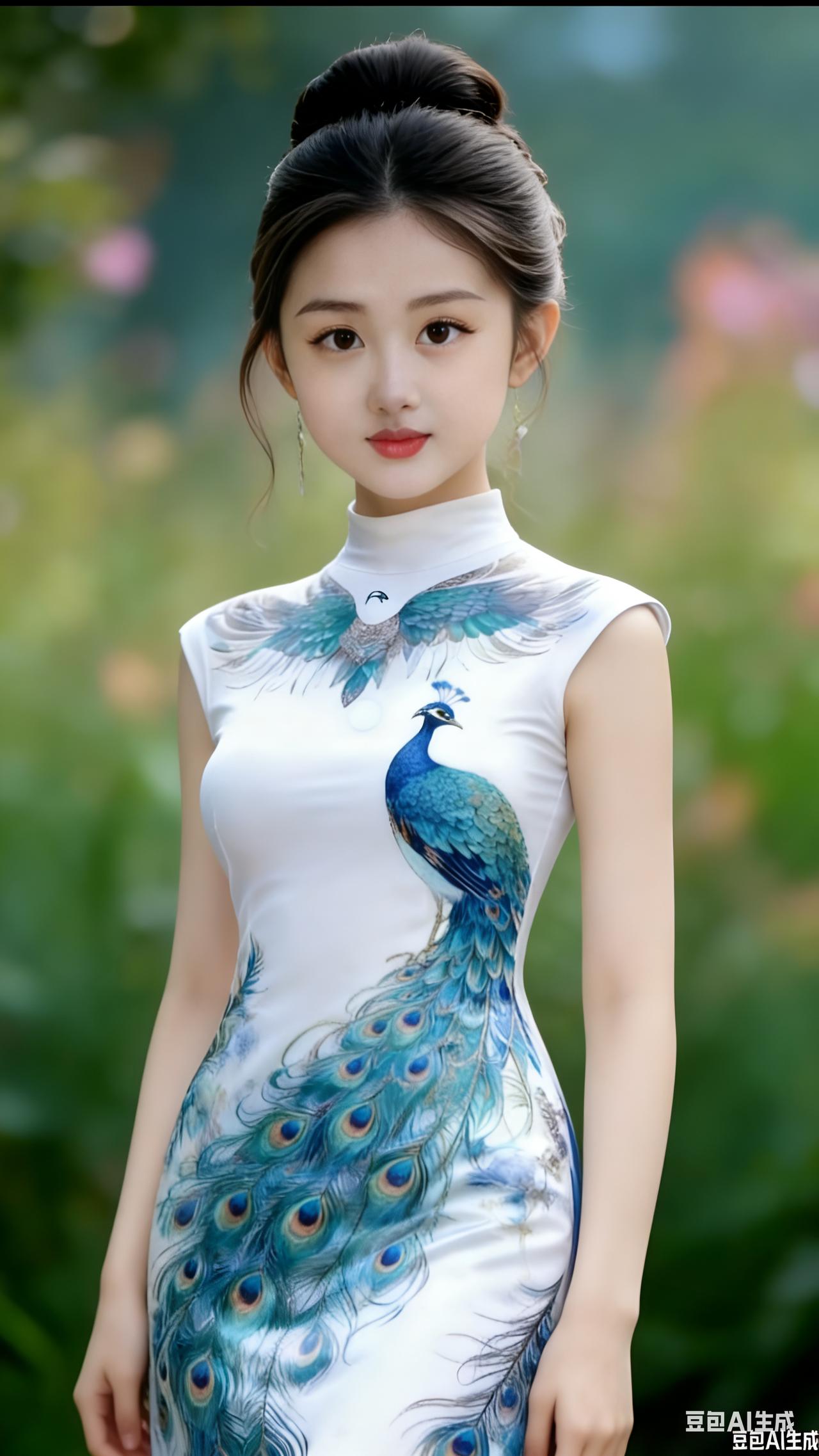 优雅的孔雀裙，真的美得像一幅自然画卷。穿上紧身孔雀裙，丰满身材勾勒出诱人曲线，简