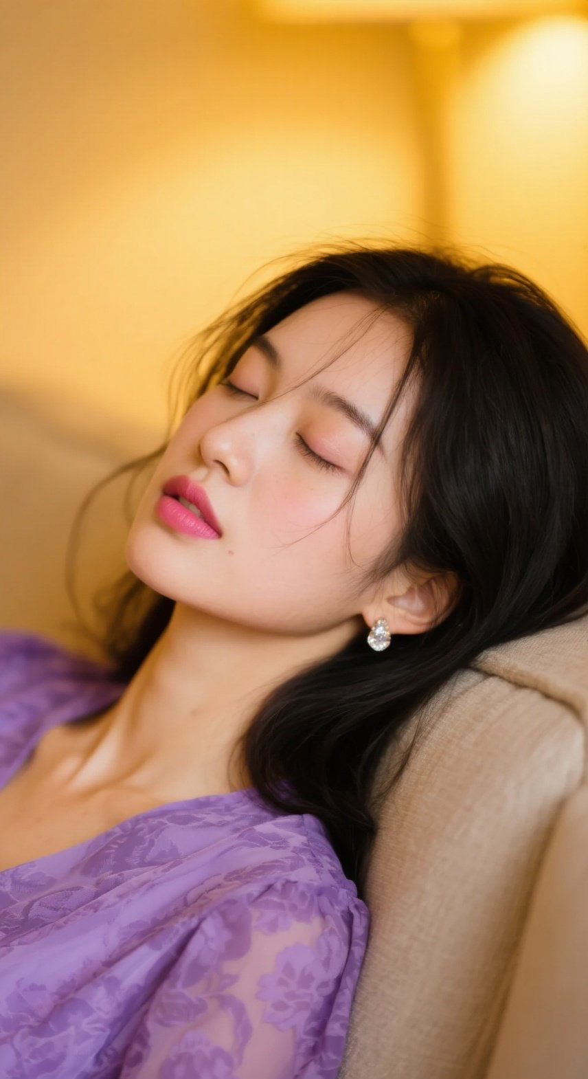 紫衣美人闭眼回眸风情万种